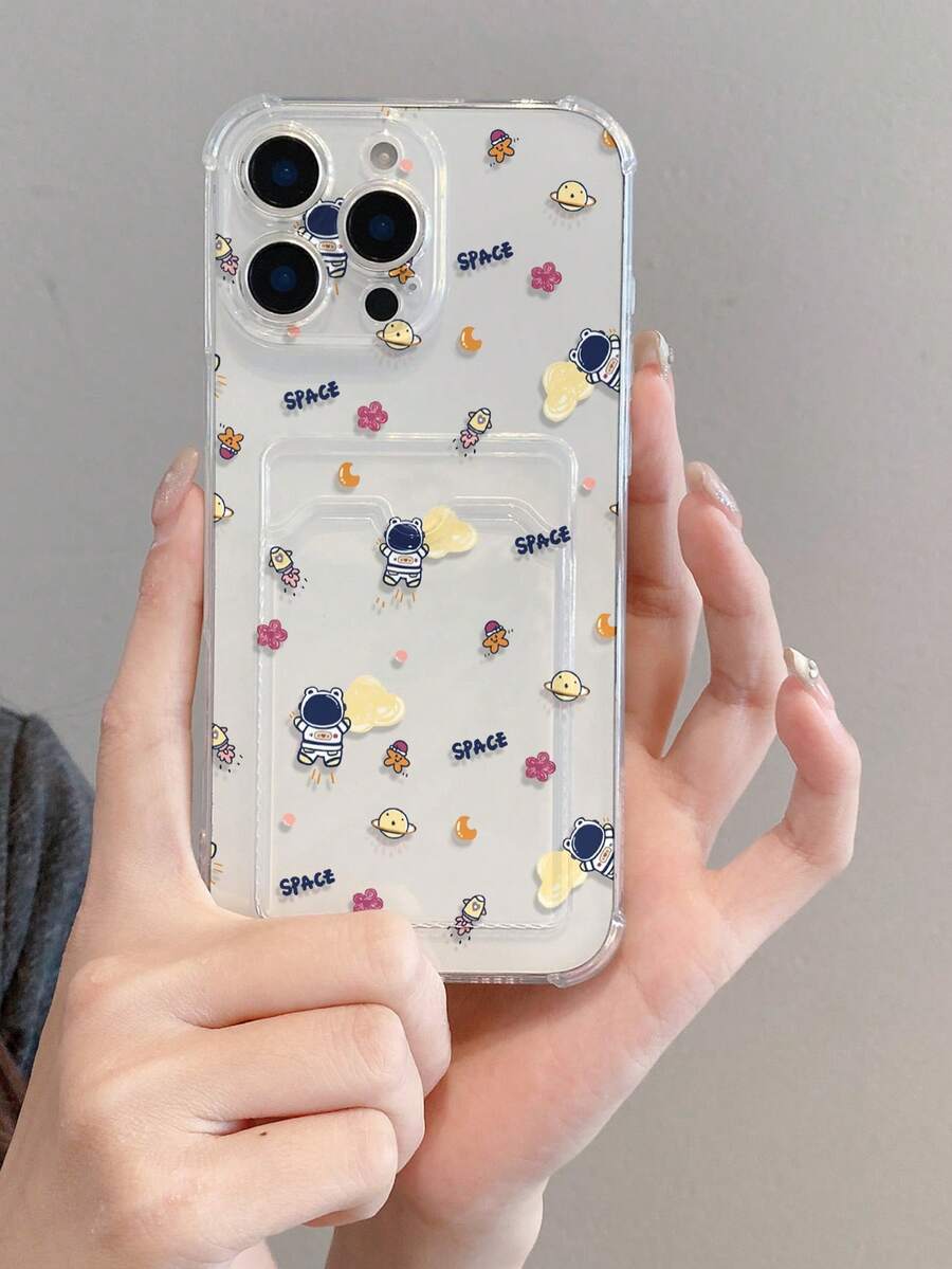 1 件创意全屏月亮、花朵、星星、云朵、火箭、星球、宇航员图案透明 TPU 防震手机壳适用于 Apple XS/XS Max/XR/11/12/13/14/14 Plus/15/15 Plus/16/16 Plus/7/8 Plus/17/17 Pro 等型号 - 彩色 - 查看 1