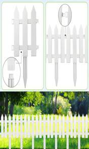 Anglechic 72 Pack White Garden Fence With 72 Insert Lawn Picket Fence Garden Border Decorative Plastic Panels For Landscape Path Flowerbeds Plant Yard, 669'' L X 787'' H - ColorA - View 3