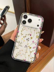 Flower Floral Print Phone Case, 2-In-1 Anti-Drop Design, Soft & Thick + Black Frame, Large Cutouts For Precise Fit, Minimalist Transparent Style, Compatible With IPhone & Galaxy, Fits 13, 14, 15, 16, 16 Plus, 16 Pro Max, 17 Pro Max, Suitable For Personal Use Or As A Gift - Multicolor - View 5