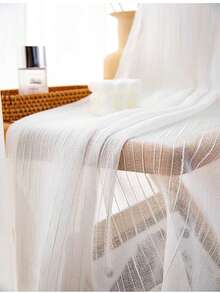 1/2pcs Japanese Modern Simple Sheer Curtain, Living Room Bedroom Balcony Translucent Privacy Window Voile - White - View 3