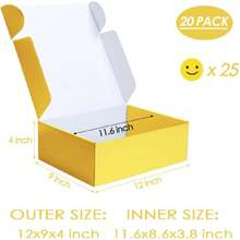 12x9x4 Inch Gift Shipping Boxes Bulk 20 Pack Yellow, Tab Lock Tuck Top Mailing Boxes For Packaging Small Business, Medium Cardboard Mailer Boxes For Wrapping Present,23941183 - Mustard Yellow - View 2