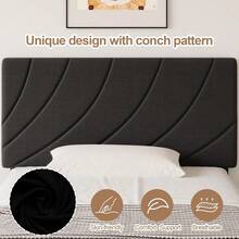 Upholstered Bed Frame With Headboard, Linen Fabric Platform Bed Frame With Adjustable Headboard, Modern Bed Frame With Wooden Slats Support, No Box Spring Needed, Easy Assembly, Black, Twin/ Full/ Queen * Aesthetic Bedroom Furniture Instagrammable Bedroom Decor - 黑色 - 查看 2