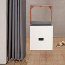 Shoe Changing Chair, Modern Folding Wall-Mounted Folding Chair, 7.5 Cm Ultra-Thin Folding Chair, Suitable For The Entrance, Bedroom, Bathroom, Hallway, Living Room - 白色和原木色 - 查看 5