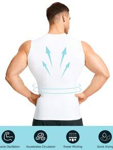 TAILONG 2 Pack Compression Shirt Men - Athletic Base Layer Sleeveless Workout Tank Top Slimming Undershirt - Đen + Trắng - Xem 3