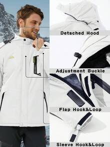 NASBING 男士冬季滑雪服 防水防风 滑雪板保暖连帽冬装 4口袋派克大衣 徒步露营登山滑雪