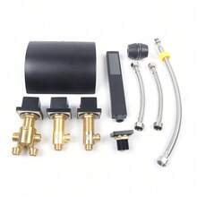 GDAE10 Grifo para bañera, grifo para borde de azulejos, juego de cascada de 5 orificios, grifo para bañera, juego de ducha, ducha negra, grifo de cascada, bañera con ducha de mano, grifo mezclador para bañera, grifo, bañera de cascada de latón - Negro - Ver 9