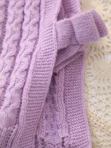 Girls' Round Neck Knitted Solid Color Pullover Sweater Vest With Side Bow Design, Spring/Summer/Autumn - Mauve Purple - View 4