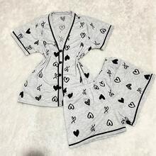Women's 3-Piece Pajama Set American Shirt Buttons + Pants + Shorts Comfort Mesh Breastfeeding Cold And Heat Summer And Winter 3 In 1 - 灰色 - 查看 5