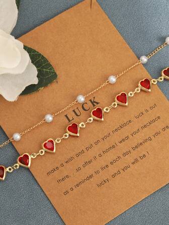 1 件时尚简约精致心形装饰休闲手链