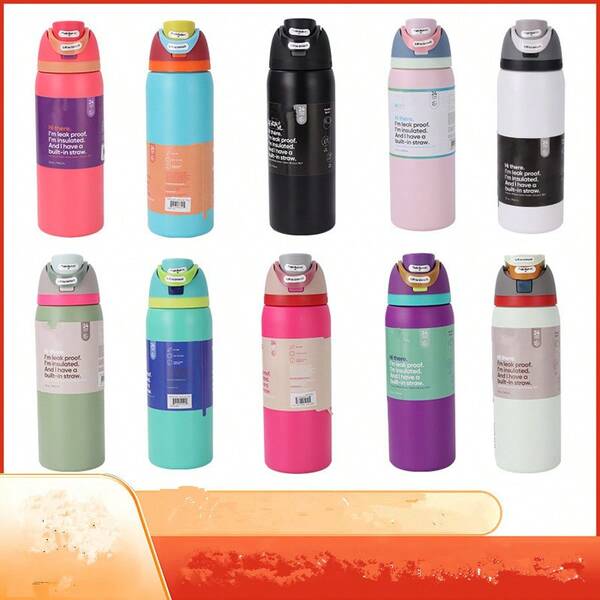 32 Oz isolierte Edelstahl Sportflasche mit Strohhalm für Sport, Reisen und Schule, 32 Unzen große Kapazität Metall Vakuum isolierte wiederverwendbare Kaffeetasse, 32oz tragbare Wasserflasche, hält Getränke stundenlang heiß/kalt, schweißfest, 32oz Sportflasche für Outdoor-Aktivitäten Camping, Autofahren, Geburtstagsgeschenk, Weihnachtsgeschenk für Männer und Frauen Fitness-Liebhaber