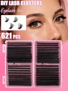 SGIAWETA-640/621pcs Eyelash Extension Kit, D Curl 10D+20D+30D+40D/50D+60D+80D+100D/80D+100D+120D+150D Eyelash Extension Faux Mink Lashes - Premium D Curl Natural Curly Individual Eyelash Set Eyelash Extension - Reusable, Lightweight And Easy To Use, Lash Clusters, Single Lashes, False Lashes-Birthdaygift - D - 查看 7