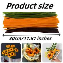 [320pcs/Pack] Soft Golden Fiber Cleaning Sticks - Chenille Fiber Craft Material, Suitable For DIY Flower Arranging Sets - Graduation, Wedding, Valentine's Day Gift Bulk Supply - Multicolor - View 3