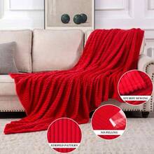 - Manta de forro polar rojo para sof de 300 g, manta de felpa sper suave, ligera, a rayas, clida, transpirable, clida, clida, transpirable, para camasof, 127.0x 152.4 - 50"x60" + Rojo - Ver 7