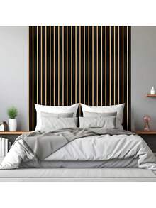 Kit Of 120 MDF Slatted Plates For Self-Adhesive Wall Decoration 45x11 - Negro - Ver 6