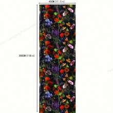 Lebendige dunkle Blumen Tapete zum Abziehen und Aufkleben - selbstklebende, abnehmbare Vinyl-Kontaktfolie mit reichhaltiger Rot-Mohn, Glockenblumen und Wildblumen-Motiv für Heim-Dekoration, Küche, Schlafzimmer, Wohnzimmer (17,7x118 Zoll), Blumen Tapete