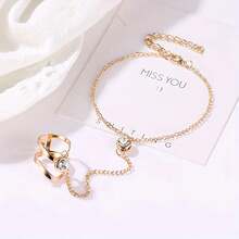 Women's Punk Ring-Chain Bracelet - Metal With Stones |   Edgy Hip-Hop Style (Daily/Party, Year-Round) - Vàng - Xem 2