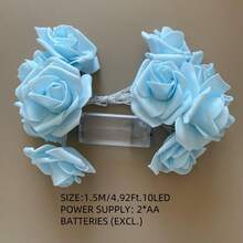 1pc 10/20 Lights 1.5/3 Meters Rose Flower String Lights, Romantic Fairy Lights For Room Decor, Birthday Party, Wedding, Proposal, Valentine's Day Gift - Blue - View 6