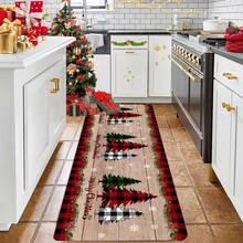 1pc Christmas Car Memory Sponges Mat Multi-Element Red And BlackCheck Fringe DoorMat White Black Green CheckChristmasTree Snowflake DoorMat Kitchen Furniture Floor Mat HolidayDecoration Delivery Mat Christmas Decor Christmas Bath Mat Holiday DoorRug