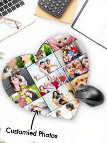 Customized Heart-Shaped Mouse Pad | Heart-Shaped Mouse Pad | Customized Photo Collage Mouse Pad | Customized Mouse Pad | Office Desk Accessories | Heart-Shaped Mouse Pad, Mother's Day Gift, Valentine's Day Gift - Style 3 - View 1