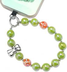 Cute Beaded Phone Wrist Strap Women - Anti-Theft Hands-Lanyard With Jewelry Beads, Multi-Use Charm Bracelet Phone/Camera/Purse/Keys - màu xanh lá - Xem 13
