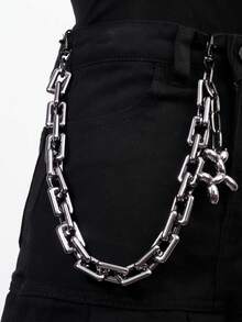 1pc Fashionable Punk Hip-Hop Style Cuban Link Balloon Dog Pendant Jeans Skirt Pants Chain, Unisex