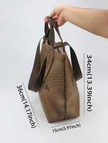 1 buc geantă de plajă din plasă transparentă, geantă de mână portabilă pentru femei, geantă de umăr pentru cumpărături și plajă