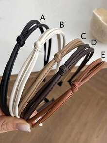 3/5PcsWomen's Skinny Leather Knot Hairband, Solid Color White/Black, Fashionable, Versatile, Elegant, High-Quality, Suitable For Daily Wear, Parties, Tying Hair, Washing Face/Bathing, Makeup, Matching Clothes, Accessories, Hairband,Hair Hoop Headbands ,Head Piece