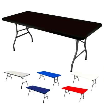 BRISCOES HOMEWARE Copritavolo elastico e aderente per matrimoni, baby shower, compleanni e altro - Copritavolo in poliestere elasticizzato lavabile in lavatrice - Adatto universalmente a tavoli rettangolari per uso domestico, feste e eventi - 1 pezzo