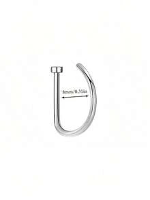 1pc Women Men Fake Piercing Nose Ring Fashion 14K Gold D-Shaped Punk Hip Hop Nose Ring Non-Piercing Thin Metal Single-Sided Nose Clip Stainless Steel Piercing Septum For Teenagers Body Jewelry Suitable For Men And Women Daily Wear, Party, Vacation, Beach Swimwear, Sunbathing, Bar, Dance, Party, Valentine's Day, Halloween, Christmas,