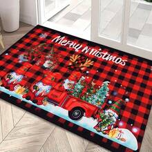 1 pieza Diseño de Gnomo Navideño y Árbol de Navidad, de fácil cuidado, resistente a la suciedad, adecuado para sala de estar/dormitorio/estudio/oficina/pasillo/cocina/entrada, creando ambiente navideño, estilo nórdico, aplicable para Navidad, alfombra de entrada con estampado de árbol, alfombra de felpa, alfombra gruesa, alfombra esponjosa, alfombra de otoño/invierno, alfombra gruesa para cocina