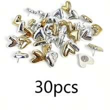 8pcs/20pcs/30pcs Cute Heart Shaped Push Pins, Gold & Silver Heart Office Thumbtacks, Suitable For School, Office, Decor, Photo Wall