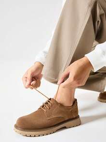 CAMEL CROWN 男鞋秋季新款经典复古百搭低帮工作鞋休闲鞋男士休闲皮鞋 - 土黃 - 查看 3