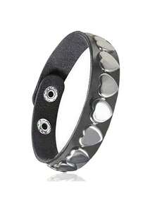 3pcs/Set Gothic Rivet Edgy Y2K Bracelet Set, Suitable For Men & Women Daily Wear, Party, Performance, Couples Bracelet, Christmas, Valentine's Day, Carnival Costume Accessories, Great For Birthday, Holiday, Anniversary Gift - 黑色 - 查看 5