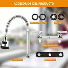 Mezcladora para Fregadero, Llaves para Fregadero de Cocina Flexible con Pulverizador de Modo Dual, Grifos para Cocina con 2 Asas para RV, Mezcladora para Cocina de Acero Inoxidable - inicial - Ver 6
