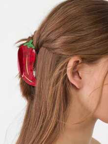 1pc Women's Creative Chili Pepper Shaped Hair Clip, Unique Funny Design Hair Claw Cartoon Hair Accessory, Suitable For Daily Commute, Holiday Gift
