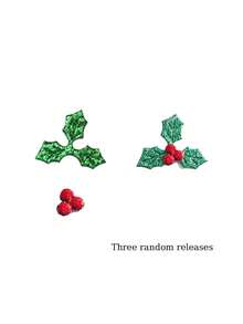 50/100/200pcs Christmas Confetti, Decorations For Christmas Trees And Wreaths, Confetti Parties, Green Leaves And Red Berries Sprinkled On The Table, Confetti, Suitable For Winter Christmas Party Supplies Decoration