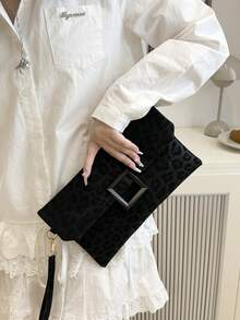 Women's Clutch Bag, Fashionable Leopard Print Small Square Bag, Flap Cover Handbag ,Wedding , Wedding