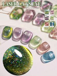 NAI SHI Nail Polish 12ML Capacity, 2025 Autumn And Winter Season, New Year New Gift, Sparkling Galaxy Crushed Diamond Rose Red, Night Cream Autumn Purple Gold Crystal Cat Eye Gel Nail Polish. Suitable For All Seasons, Translucent Cat Eye Magnetic Nail Beauty. - Multicolor - View 39