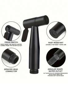 3件套不锈钢手持式冲洗喷头，多功能马桶淋浴喷头，高压浴室清洁喷头，拉丝表面，适用于马桶、浴室水龙头、房车、厨房和浴室配件，个人卫生、宠物洗澡和衣物清洁，浴室清洁必备品，理想的浴室配件和浴室工具礼品之选 - 黑色 - 查看 9