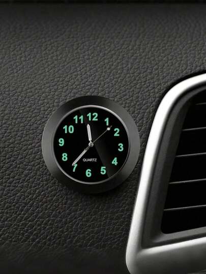 1pc Black High-Quality Luminous Decorative Clock, Mini Quartz Simulated Car Dashboard Adhesive Clock, Designed For Premium Car Interior Decoration; 1pc Royal Blue Luminous Decorative Clock, Mini Quartz Simulated Adhesive Clock, Suitable For Car Dashboard, Exclusive For Premium Cars, Car Interior Accessory.