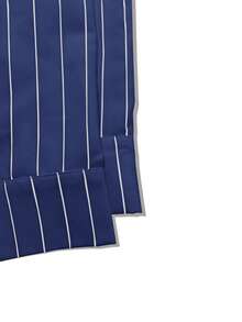 男士条纹长袖衬衫，时尚休闲风格，适合春秋季 - 藍色 - 查看 6