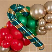 1 件/4 件超大 59 英寸拐杖糖气球 - 巨型圣诞装饰（粉色、绿色、金色、青色） - 室内/室外使用、生日、新年派对装饰 - 无需电源，用泵轻松充气 - 节日派对用品、糖果主题圣诞装饰、条纹图案、优质材料、节日气氛、活动装饰、可重复使用 - 彩色 - 查看 7