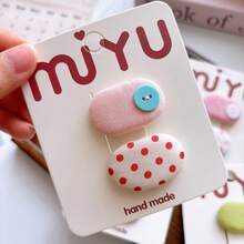 Korean Style Sweet Versatile Polka Bangs BB Clip Girls Oval Candy Color Side Hair Clip Hair Accessory - 2-格紋咖 - 查看 2
