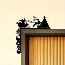 Christmas Reindeer Sleigh Metal Door Frame Decor - Freestanding Holiday Accent For Fireplace, Desk & Bookshelf - Perfect For Parties & Gatherings