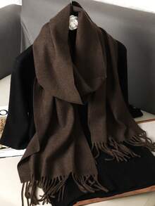 1pc Lady's Yellow Vivid Cashmere Solid-Colored Scarf With Tassels 30*180cm Soft Shawls For Spring Summer Autumn And Winter For Dress