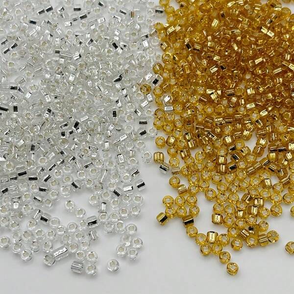 3mm Glass Seed Bead Set, Gold & Silver Asymmetrical Rice Beads - DIY Bracelets, Necklaces, Embroidery Crafts - Perfect Gift For Mothers And Friends
