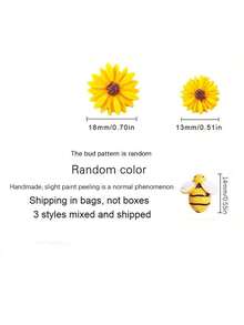 50/80 peças de resina abelhas margaridas decoração girassóis enfeites abelhas amuletos artesanato decorações com caixa de armazenamento para mulheres faça você mesmo artesanato guirlanda scrapbooking festa decoração para casa, 3 tamanhos