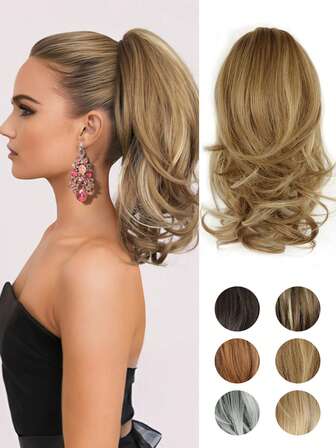 14 英寸马尾接发 - 波浪马尾接发、爪夹马尾接发、合成接发马尾、女士夹式马尾