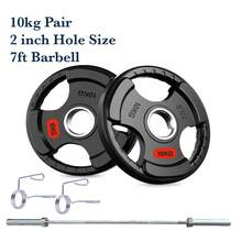 Shark Power Gear Tri Grip Weight Plates (Pair & Sets) – Compatible With 2 Inch Barbell (4ft / 5ft / 6ft / 7ft) – Full Home Gym Strength Kit - A - Ver 19