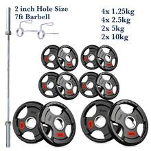 Shark Power Gear Tri Grip Weight Plates (Pair & Sets) – Compatible With 2 Inch Barbell (4ft / 5ft / 6ft / 7ft) – Full Home Gym Strength Kit - A - Ver 65
